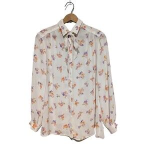Dynasty Charlotte Ford Vintage 80s Secretary Tie Neck Blouse S 8 Convertible Top